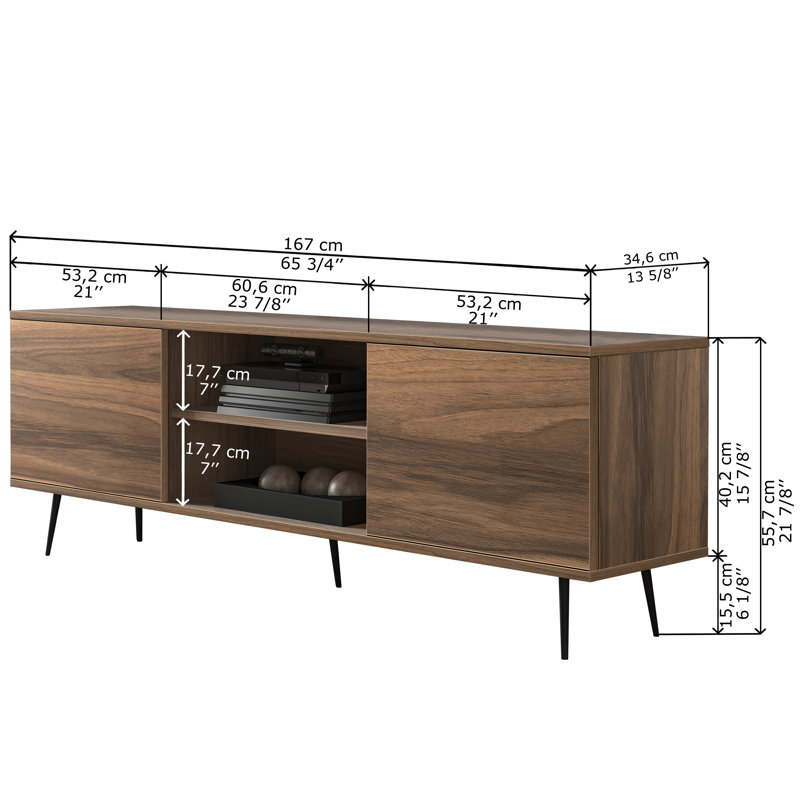 Ares 66'' Tv Stand For Tvs Up To 80", Brown Wood