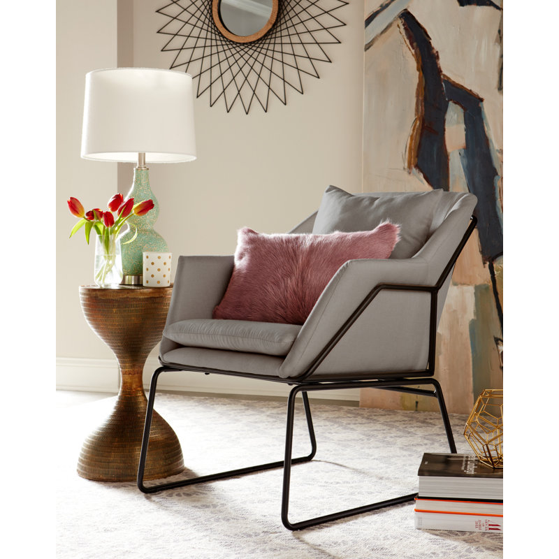 Adore Decor Odile 27''W Accent Chair with Padded Seat Cushion and Metal Leg Base,Gray, Gray