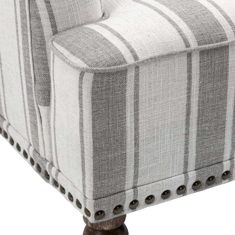 Arian 73 Cm Wide Cotton Armchair, Grey Stripe Linen Blend