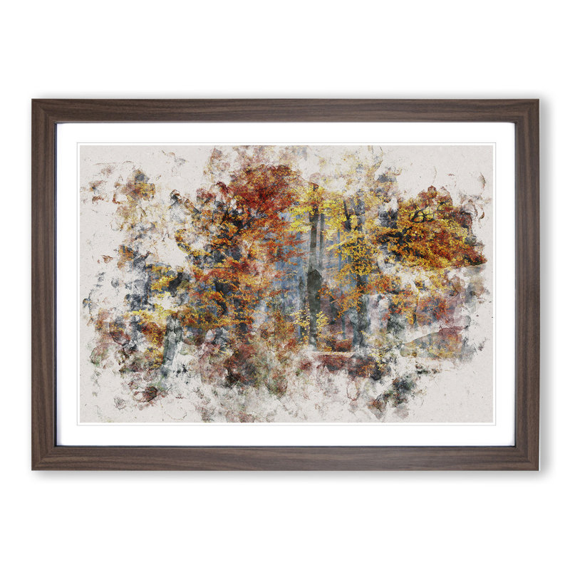 Autumn Forest Vol.3 Watercolour - Picture Frame Graphic Art, Walnut, 48cm H x 65cm W x 2cm D