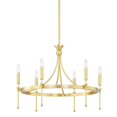 Gates 6 - Light Candle Style Wagon Wheel Chandelier