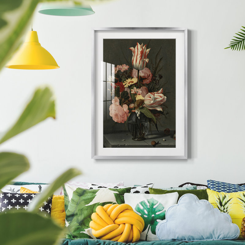 Motif floral rétro - impression encadrée