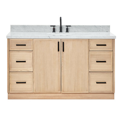 Meuble-lavabo simple 49 po avec plateau en marbre de Carrare italien ARIEL Kelly