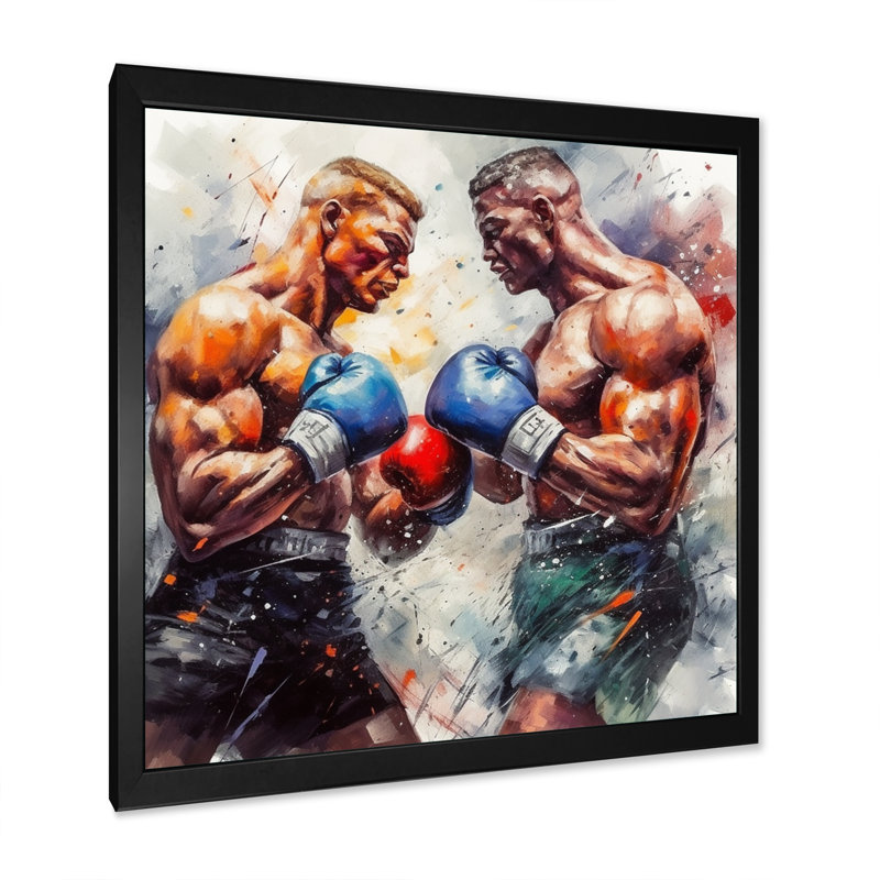 «Legendary Fight I» sur toile, Cadre d'angle fermé noir, H 36 po x l 36 po x P 1,5 po