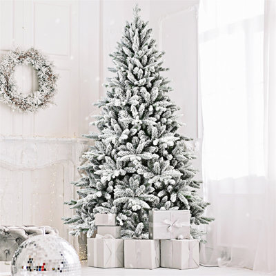 Arbre de Noël floqué avec support en métal