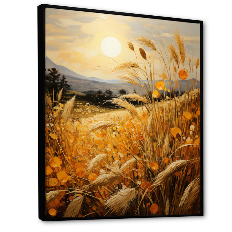 «Countryside Wheat Field of Gold II», reproduction sur toile, H 44 po x l 34 po x P 1,5 po, Cadre flottant noir