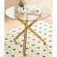 Ensemble de salle à manger 1 + 4,5 pièces, table de salle à manger à pieds en métal Mid-Century pour 4-6 personnes avec plateau en verre, table de salle à manger à piédestal, table basse de loisirs-1199476491