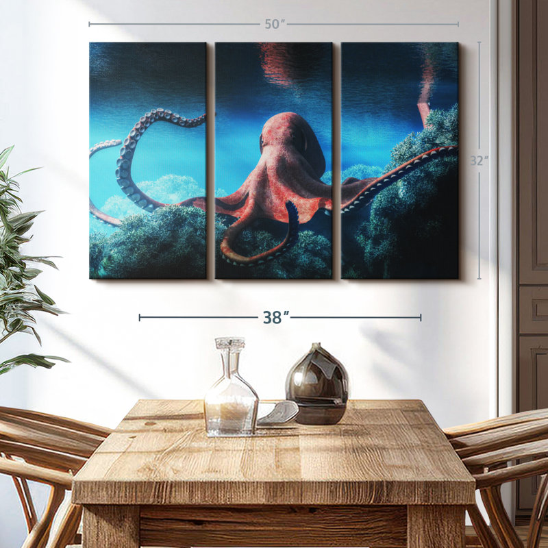 "Pieuvre adulte" sur toile, H 32 po x l 50 po