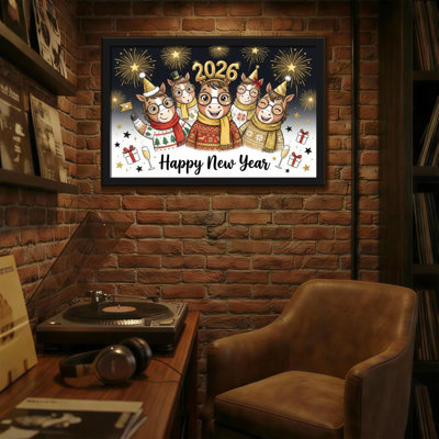 Animaux, bonne année, chevaux, célébration avec feux d'artifice