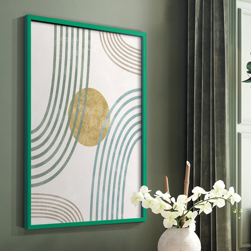 Reproduction encadrée Modern Flow - bois massif, H 10 po x l 8 po, Vert