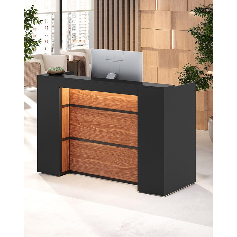 Bureau de réception moderne de 63 po avec lumières DEL (sans la chaise)
