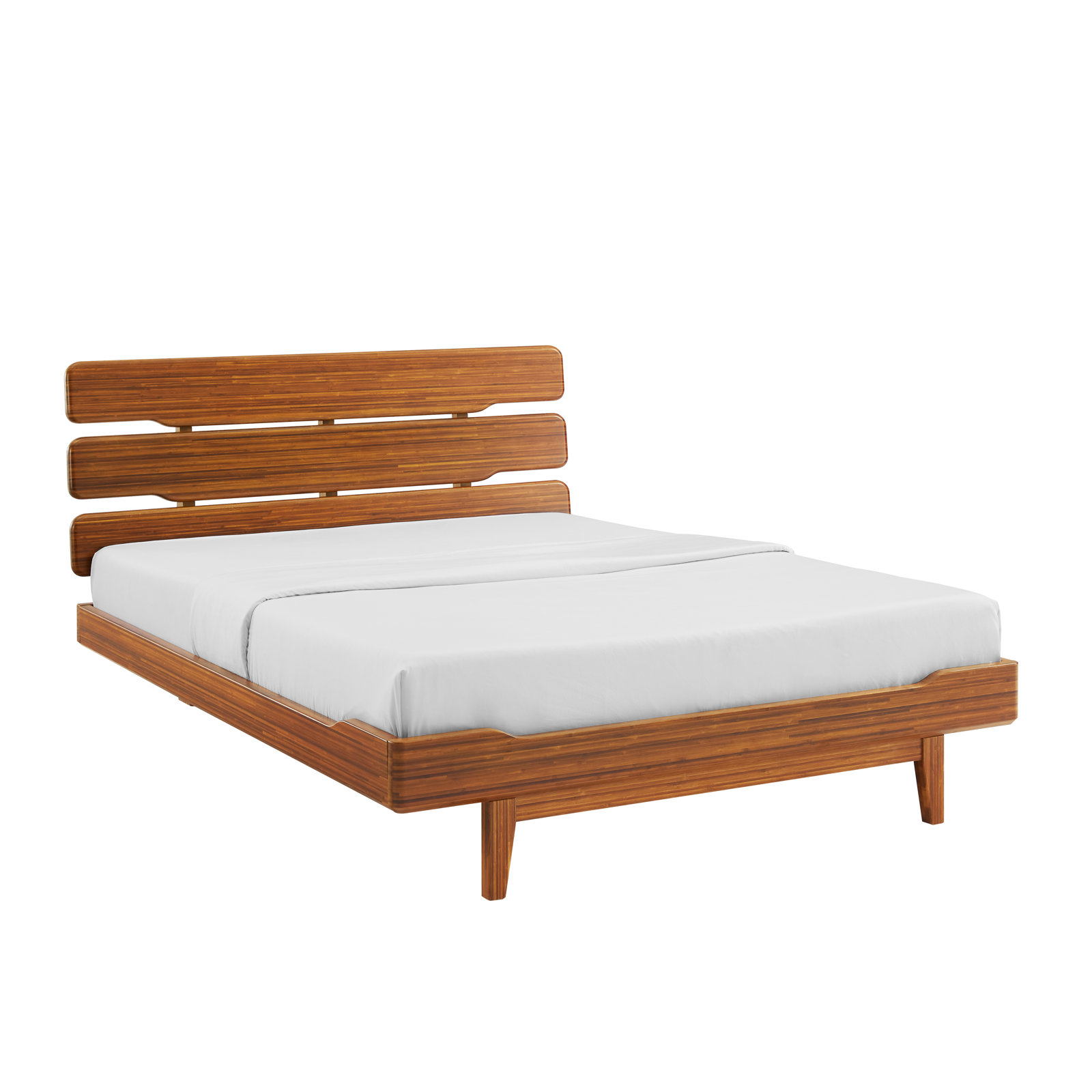 Lacey Solid Wood Slat Bed, Queen, Brown