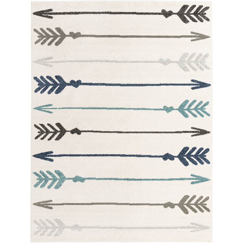 Abstract Area Rug in Cream, Rectangle 9' x 12'