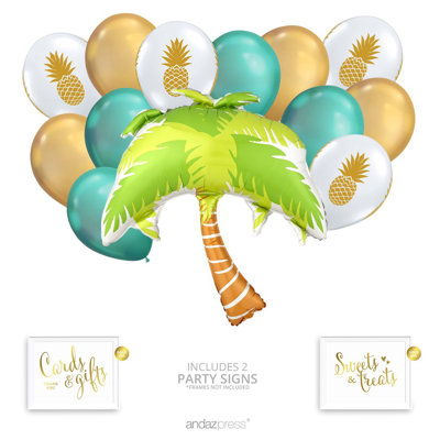 Ensemble de 15 décorations jetables bouquet de ballons de fête tropical