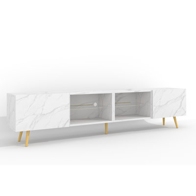 Digno 86.6" TV Stand with LED, and Cabinet Storage