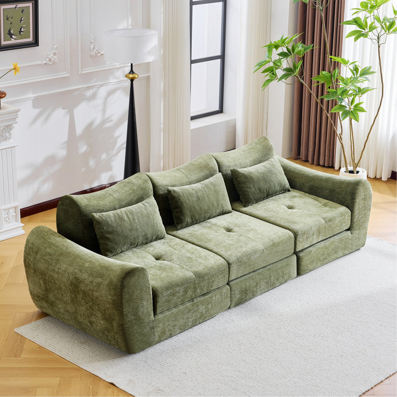 Canapé modulaire avec design pliant convertible pour le salon, la chambre à coucher, Vert