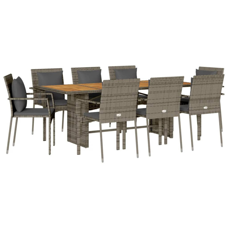  Ensemble de salle à manger de jardin gris, gris foncé