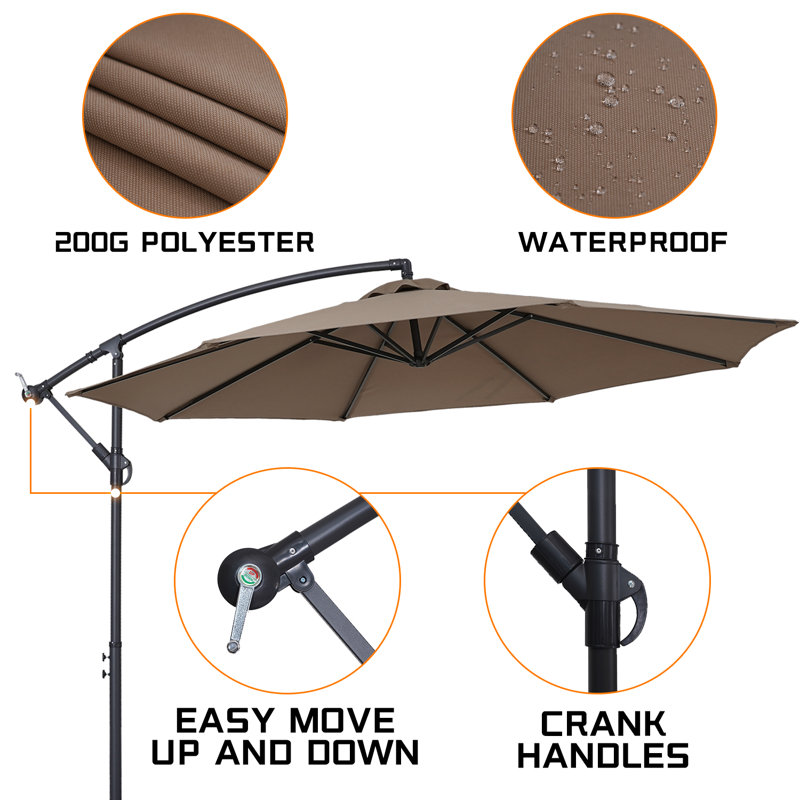 Parasol en porte-à-faux 10 pi Erbe, Taupe