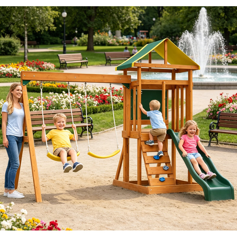 Ensemble de jeu en bois pour la cour extérieure