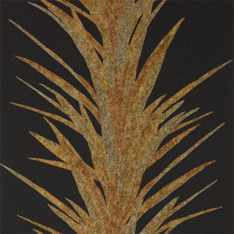 Yucca Wallpaper, Charcoal/Gold