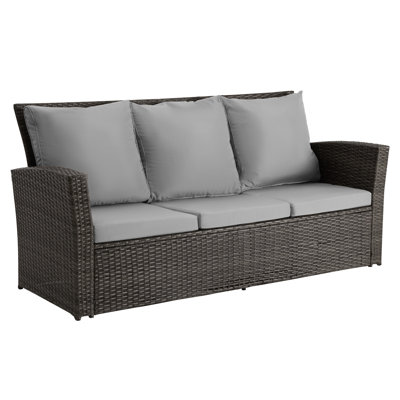 Garrigus Outdoor Wicker Patio Sofa Sofa with Cushions