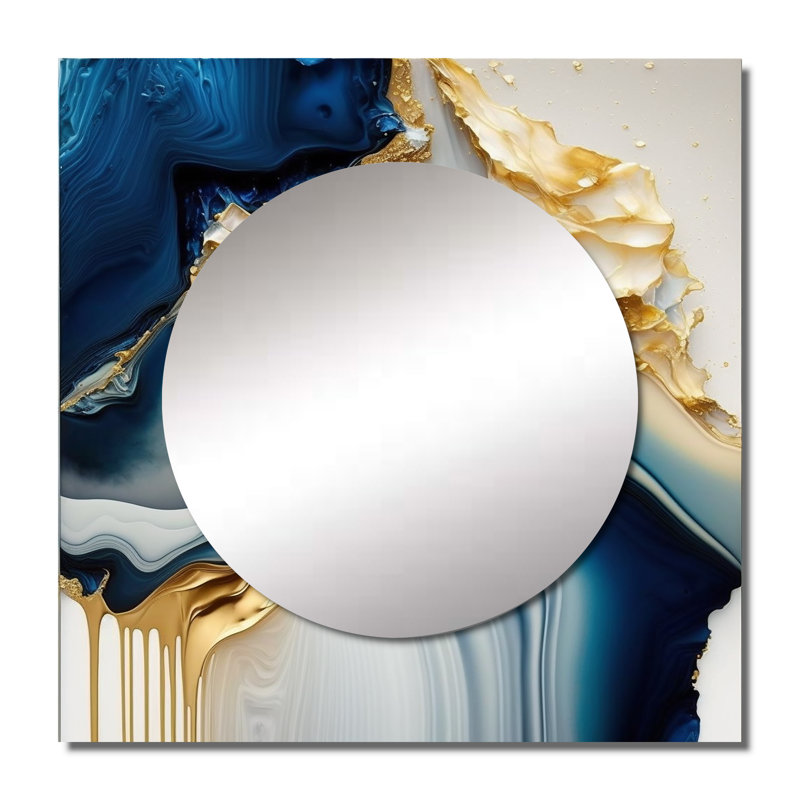 Kyndrick - Miroir décoratif carré en marbre abstrait pour chambre à coucher, 23 po x 23 po