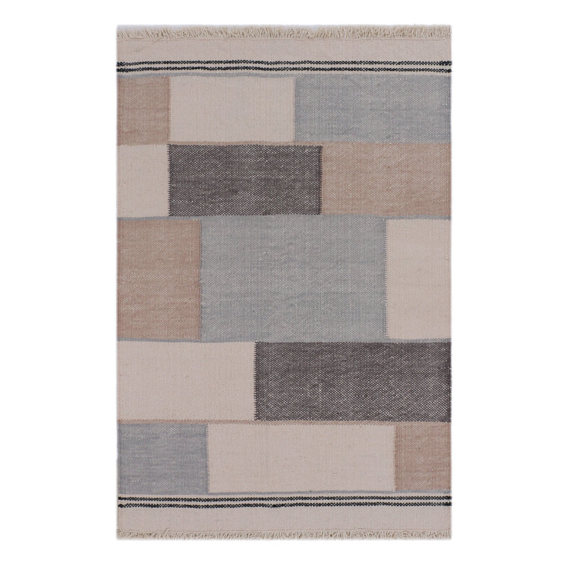 Geometric Area Rug in Beige/Gray/Black, Rectangle 9' x 12'