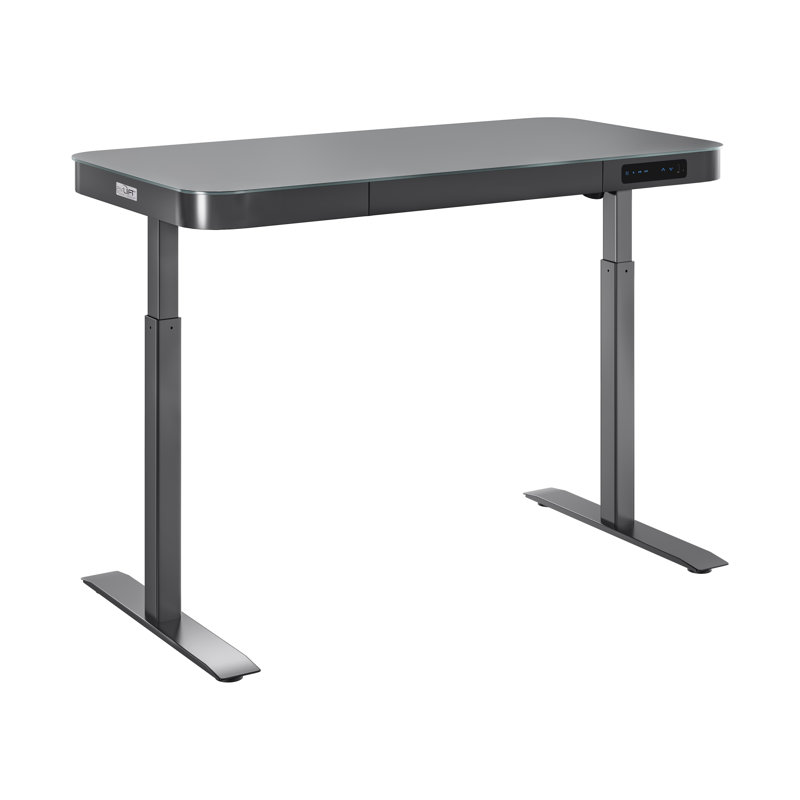 Adjustable Height Glass Steel Standing Desk, Graphite