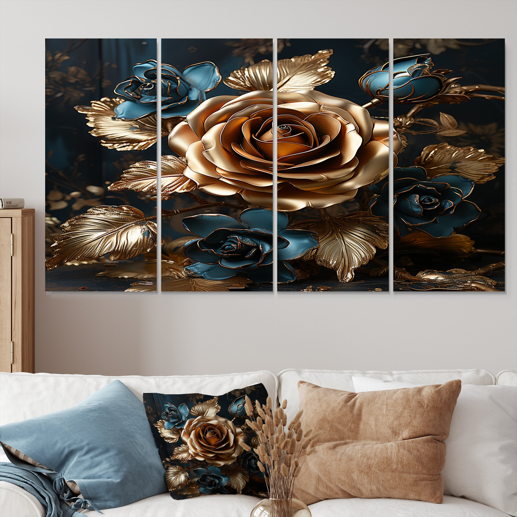 House of Hampton® Crombach - Roses Wall Art For Living Room 4 Piece ...