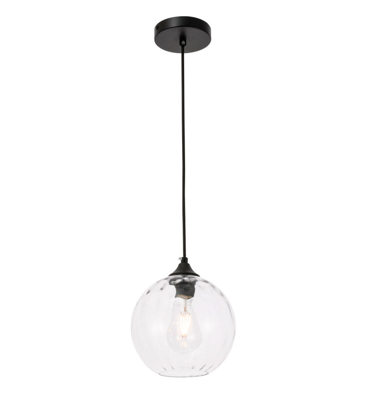 Luminaire suspendu sphère 1 lumière Douthit, Noir, H 8,8 po x l 7,9 po x P 7,9 po