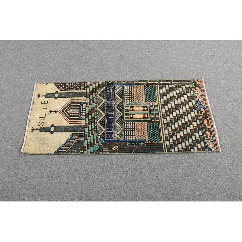Tapis turc rétro avec un motif Sultan Selim et de la laine Anatolian tissée à la main