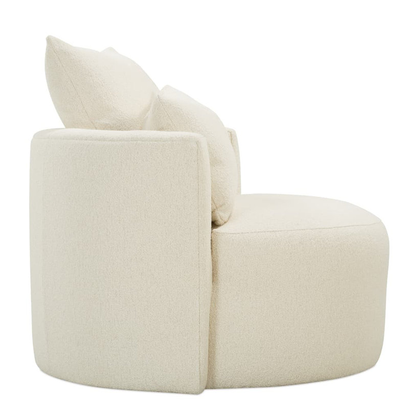 Leander Linen Swivel Barrel Chair, Bone White (107CR-43)
