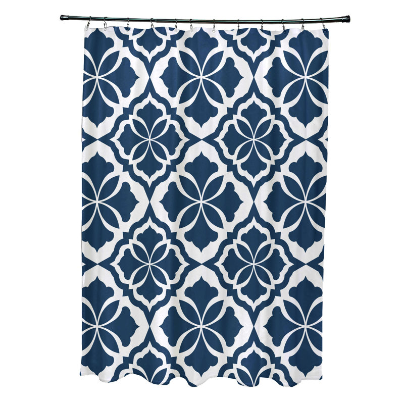 Rideau de douche simple floral Rosas, Bleu