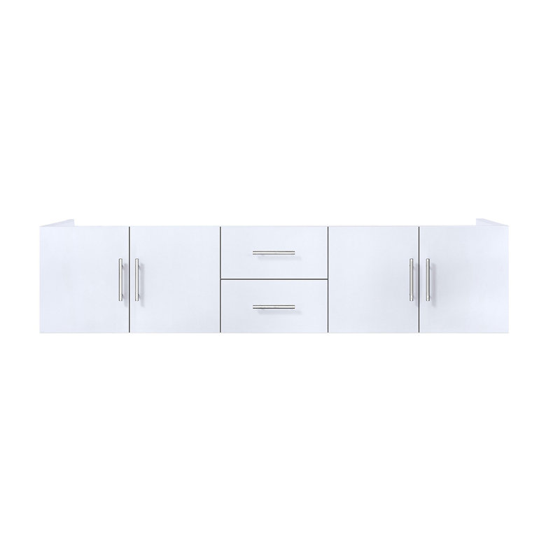Double Bathroom Vanity with Wood Top, Blanc lustré, L 80 po