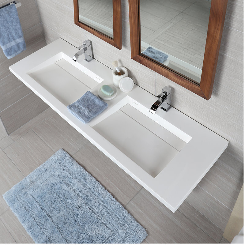 Libera 56'' L Bathroom Sink, 0 Hole, Matte White