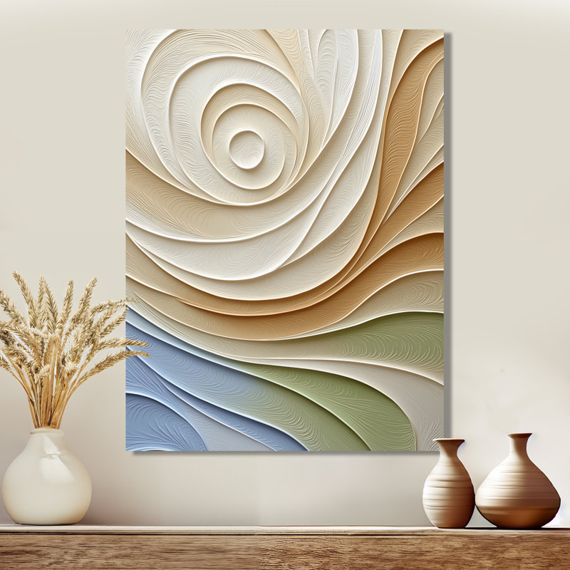 «Green and Beige Harmony Natural Element III - Botanicals», reproduction d'art moderne sur métal