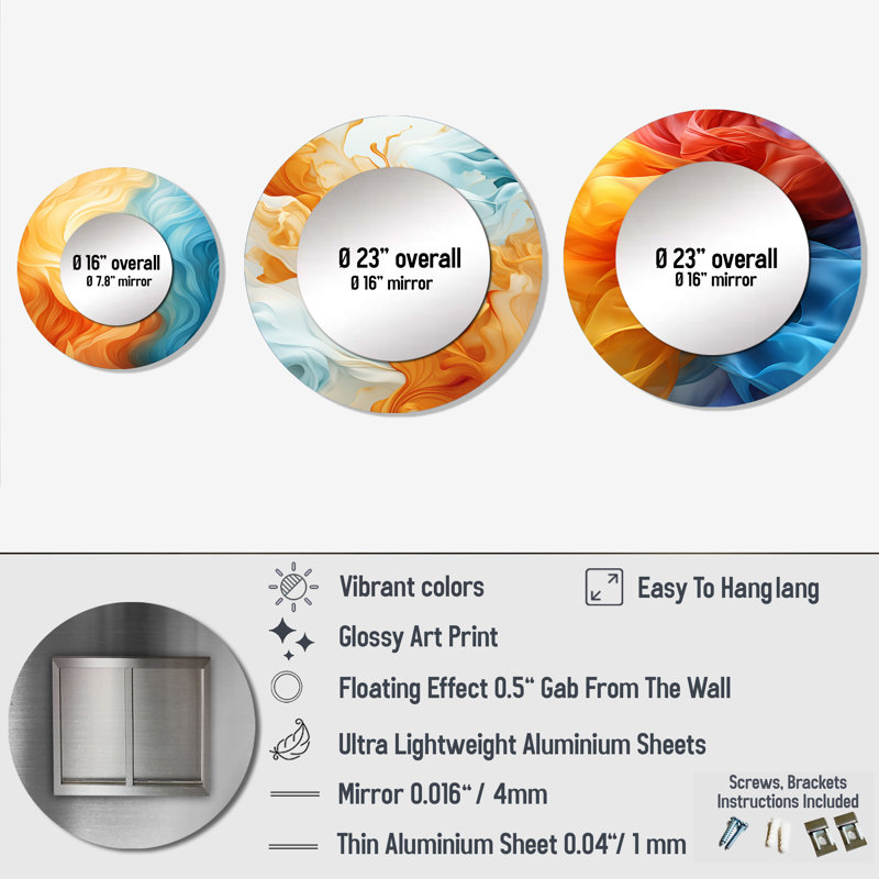 Miroir mural rond en aluminium Bort