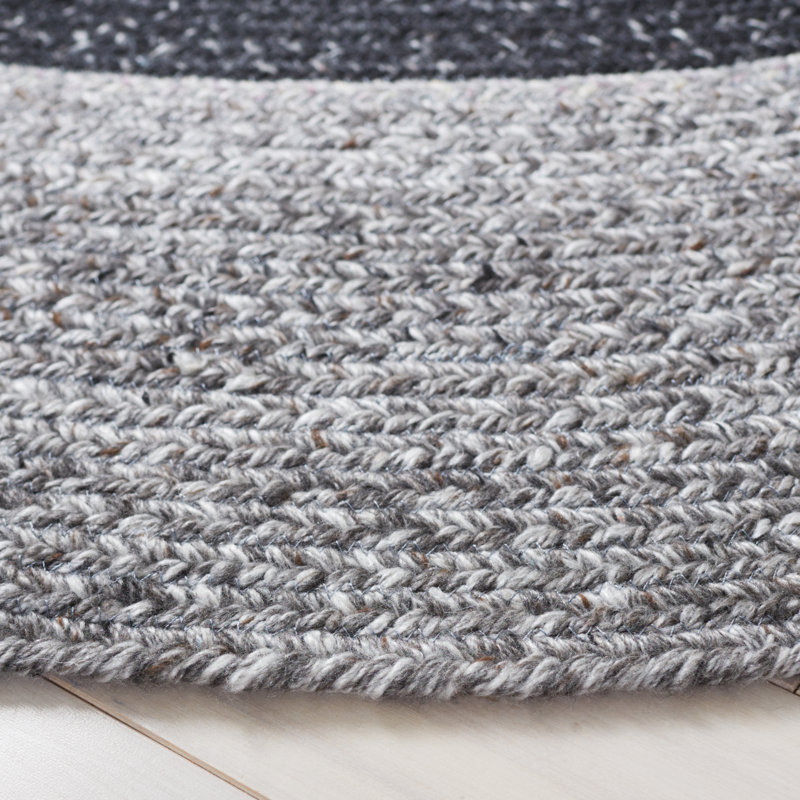 Tapis rond en polyester tissé à la main noir / gris foncé Kullervo, Rond 4 pi