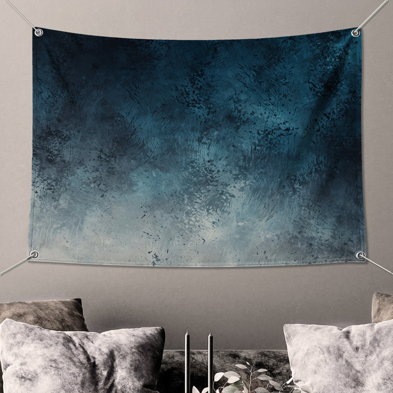 Tapisserie murale texture bleu grunge, H 104 po x 88 avec 4 œillets