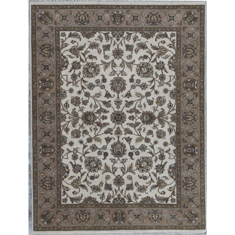 Tapis ivoire et crème noué à la main de haute qualité