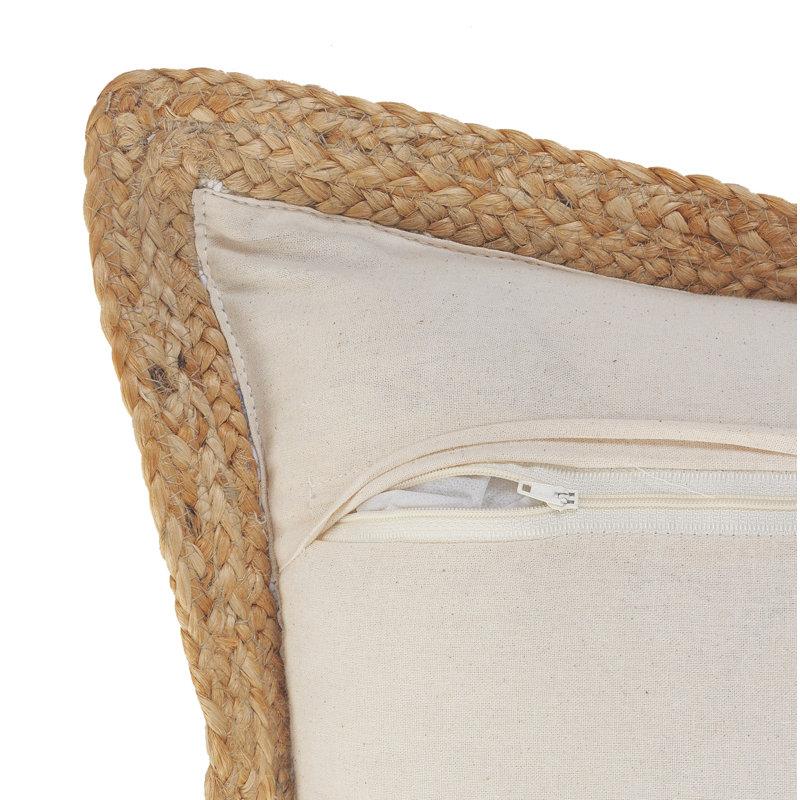 Pastel Striped Cotton and Jute Square Throw Pillow