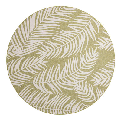 Tapis intérieur / extérieur à motif floral vert / ivoire Amanda