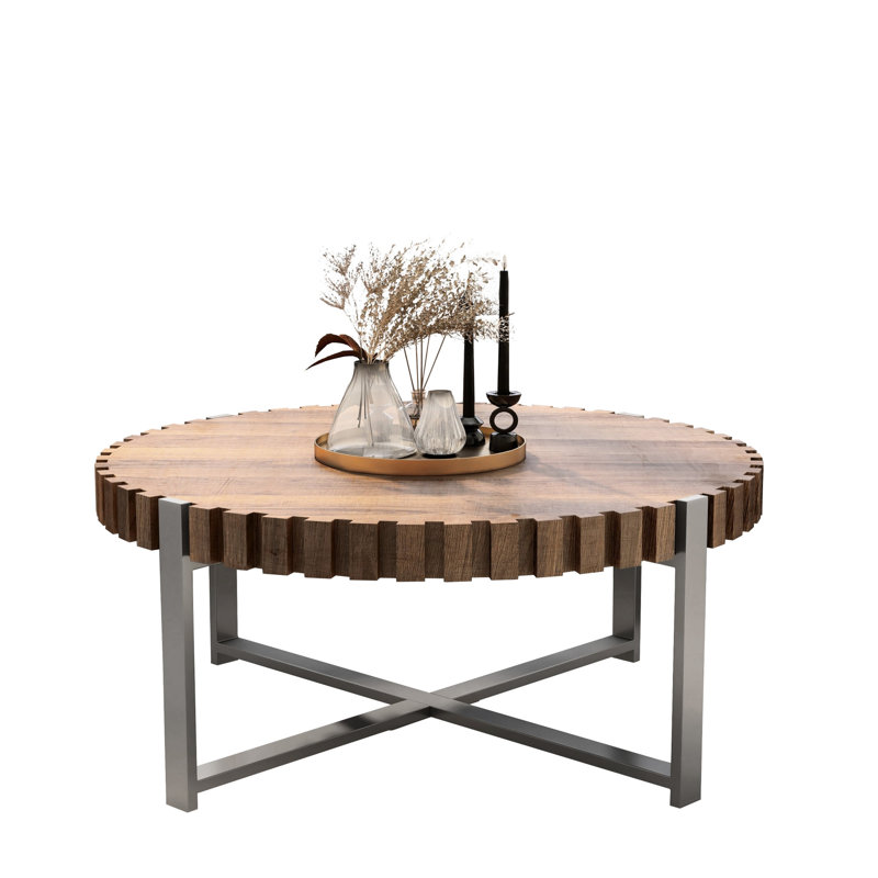 Handmade 31.4 - Inch Coffee Table With Natural Wood Grain, Base And Multi Purpose Use Practical For Living