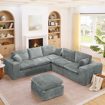 Canapé modulaire en L 107 po avec repose-pieds mobile 107 po Blain