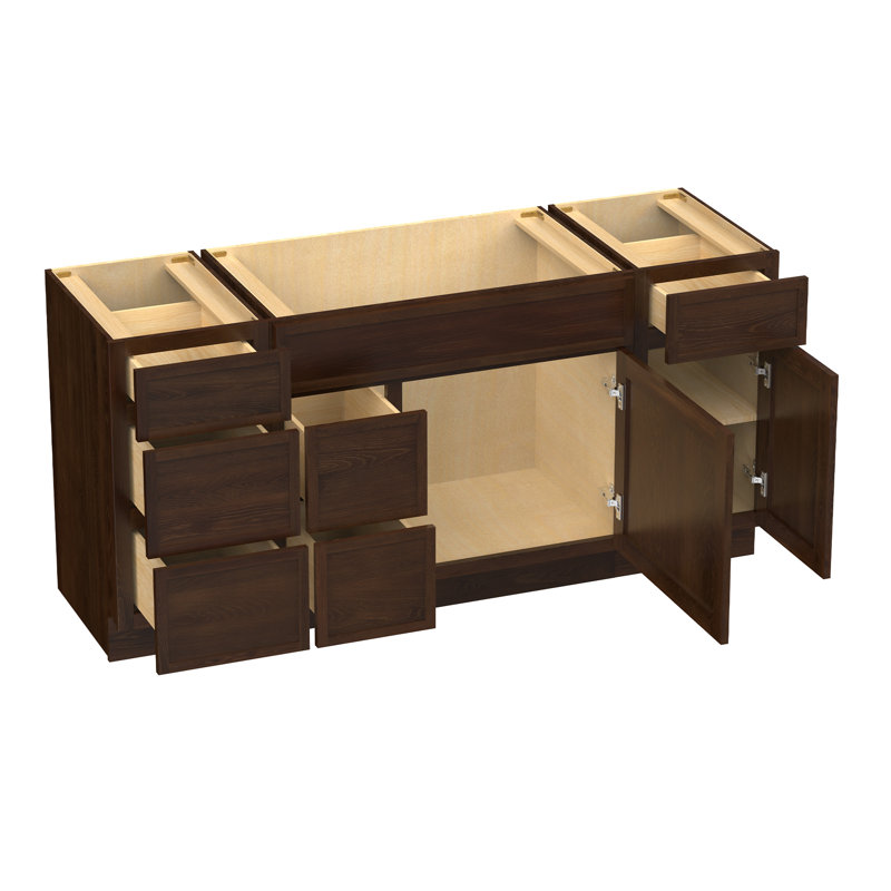 Base de meuble-lavabo simple 66 po seulement, Brun