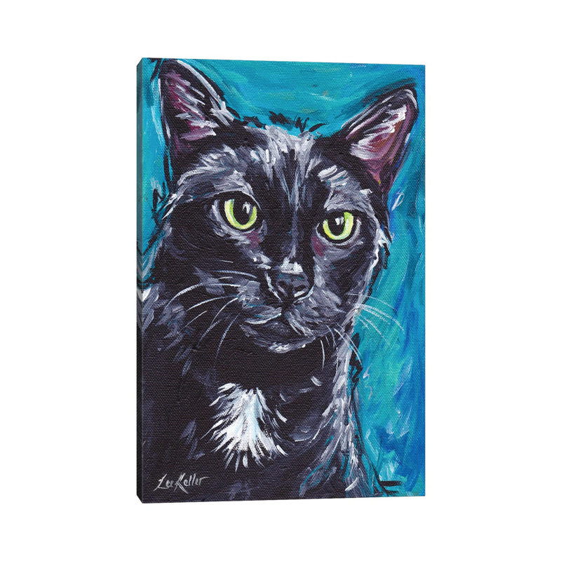 Expressive Black Cat by Hippie Hound Studios - Wrapped Canvas Print, 66.04 cm H x 45.72 cm W x 1.91 cm D