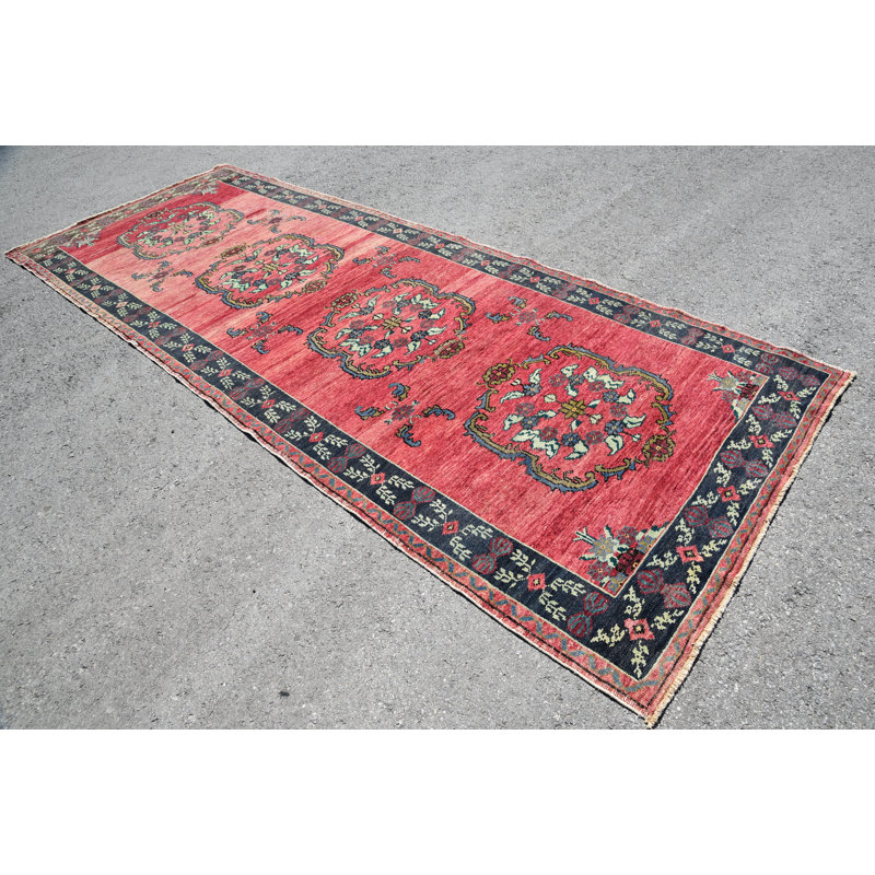 Tapis rose, tapis géométriques, tapis de couloir 4,7 x 12,2 pi, tapis turc, tapis rétro rose