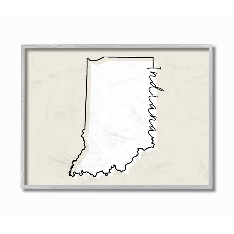 « indiana home state map neutral design », impression sur toile, H 11 po x l 14 po x P 1,5 po, Estampe numérique Farmhouse