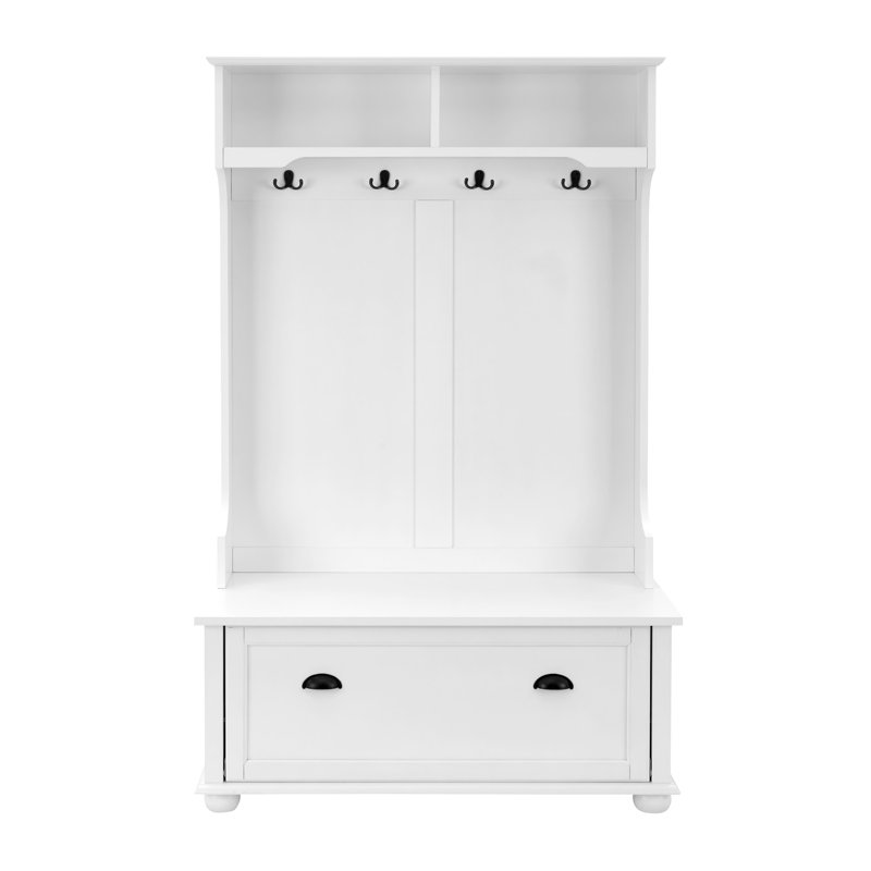 Versatile Hall Tree With Multiple Storage Options And Sturdy Construction For Any Room, White