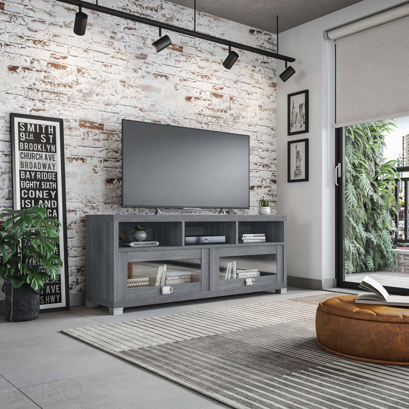 Meuble télé pour téléviseur de 75 po ou moins, gris